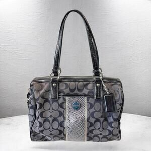 COACH Y2K Vintage Black Signature Jacquard Logo Python Stripe Satchel F24884